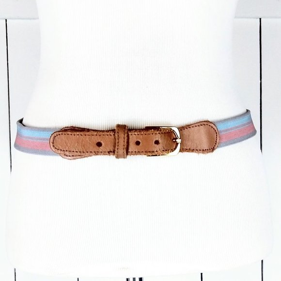 Vintage Accessories - Vintage striped stretch canvas leather belt